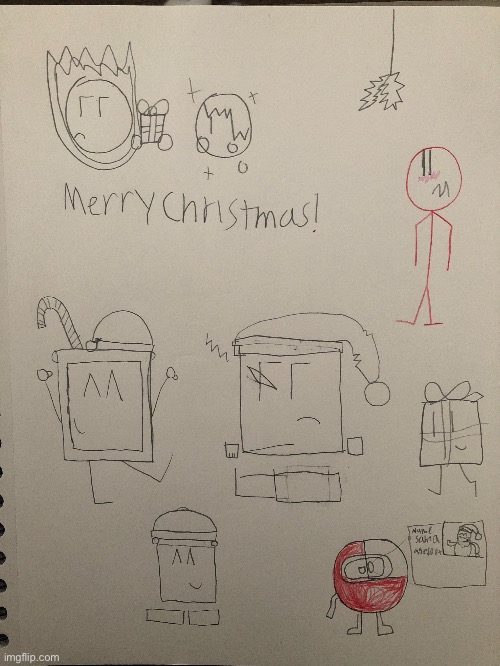 Here’s a pic of my Paper drawn OCs having a good time in Christmas (should I do one with my Scratch OCs?) | image tagged in dannyhogan200,christmas,ocs,stickdanny | made w/ Imgflip meme maker
