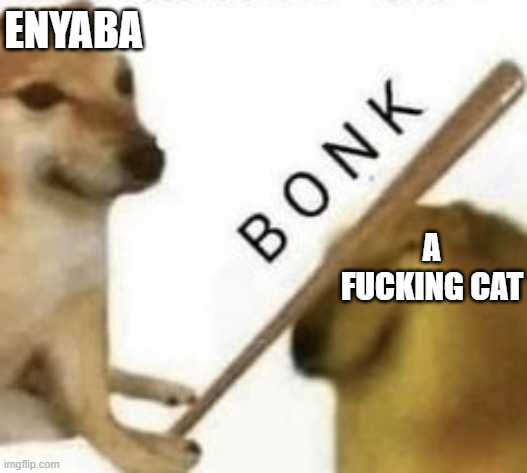 Bonk | ENYABA A FUCKING CAT | image tagged in bonk | made w/ Imgflip meme maker