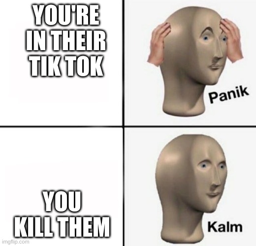 panik kalm | YOU'RE IN THEIR TIK TOK YOU KILL THEM | image tagged in panik kalm | made w/ Imgflip meme maker