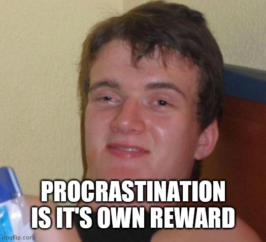 10 Guy Meme | PROCRASTINATION IS IT'S OWN REWARD | image tagged in memes,10 guy | made w/ Imgflip meme maker