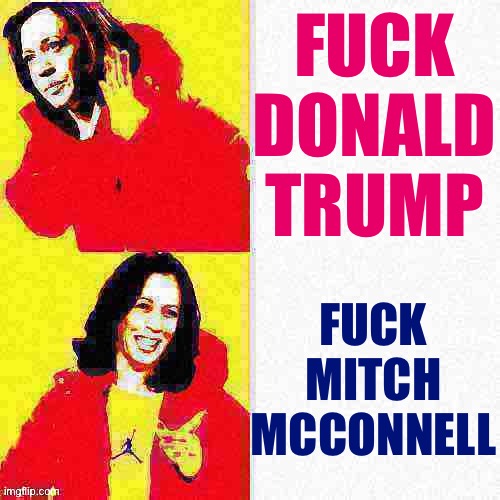 This is my anti-TDS meme (there is room in our hearts to hate other Republicans) | FUCK DONALD TRUMP; FUCK MITCH MCCONNELL | image tagged in mitch mcconnell,fuck donald trump,trump derangement syndrome,kamala harris,hotline bling,politics lol | made w/ Imgflip meme maker