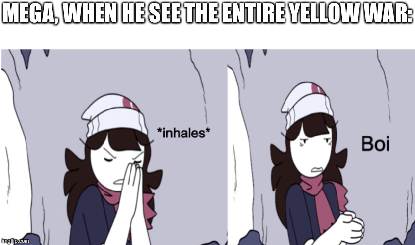 Jaiden Animations boi | MEGA, WHEN HE SEE THE ENTIRE YELLOW WAR: | image tagged in jaiden animations boi | made w/ Imgflip meme maker