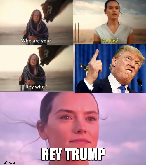 Rey Who? | REY TRUMP | image tagged in rey who,donald trump | made w/ Imgflip meme maker