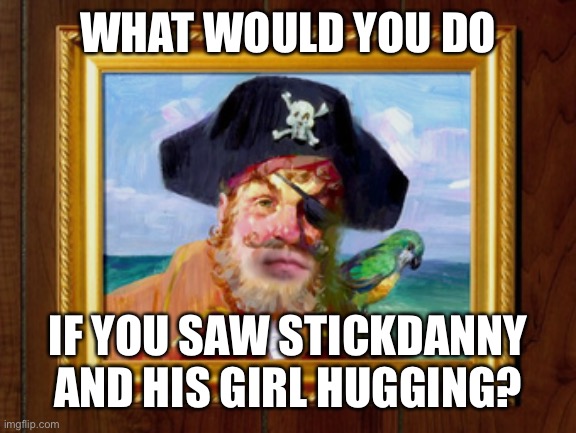 Painty the Pirate | WHAT WOULD YOU DO; IF YOU SAW STICKDANNY AND HIS GIRL HUGGING? | image tagged in painty the pirate | made w/ Imgflip meme maker