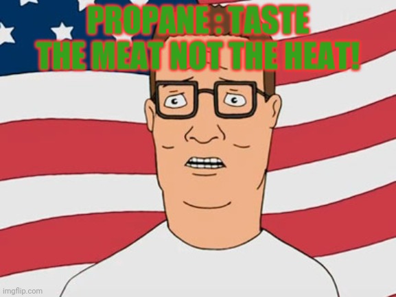 Hank Hill propane and propane accessories | PROPANE : TASTE THE MEAT NOT THE HEAT! | image tagged in hank hill propane and propane accessories | made w/ Imgflip meme maker