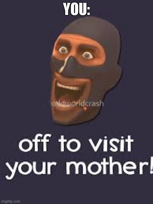 Well Off to visit your mother | YOU: | image tagged in well off to visit your mother | made w/ Imgflip meme maker