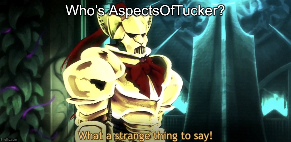 What a strange thing to say! | Who’s AspectsOfTucker? | image tagged in what a strange thing to say | made w/ Imgflip meme maker