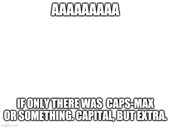 I'm not freaking okay | AAAAAAAAA; IF ONLY THERE WAS  CAPS-MAX OR SOMETHING. CAPITAL, BUT EXTRA. | image tagged in blank white template | made w/ Imgflip meme maker
