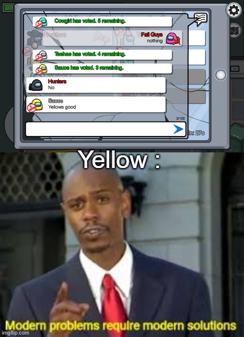 Yellow : | image tagged in among us | made w/ Imgflip meme maker