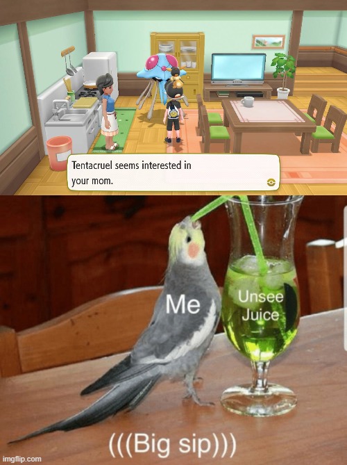 Please not my mom | image tagged in unsee juice,pokemon,mom,love | made w/ Imgflip meme maker