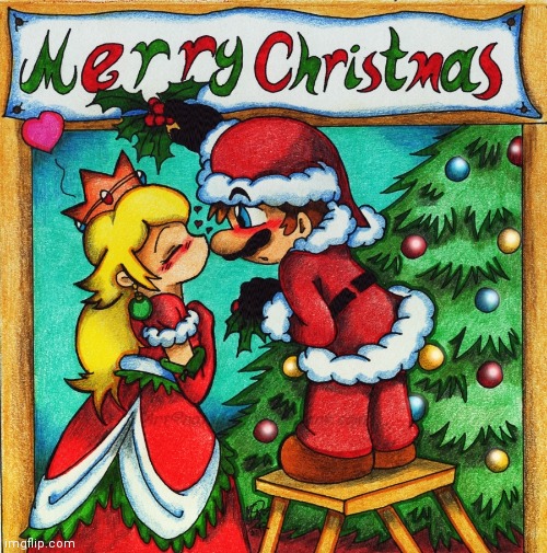 More cute Mario & Peach! :3 Merry Christmas! :D | made w/ Imgflip meme maker
