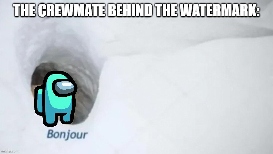 Bonjur | THE CREWMATE BEHIND THE WATERMARK: | image tagged in bonjur | made w/ Imgflip meme maker