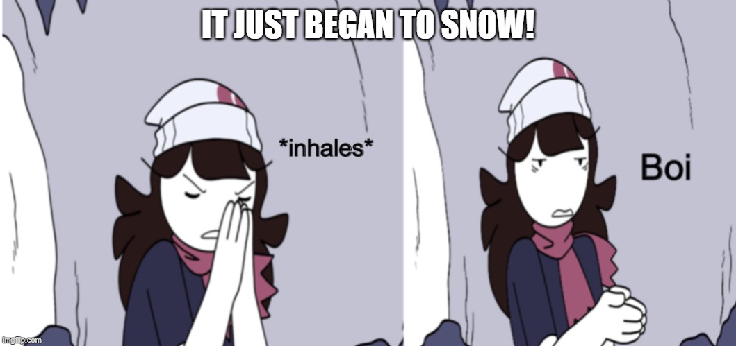 Don't mind the template | IT JUST BEGAN TO SNOW! | image tagged in jaiden animations boi | made w/ Imgflip meme maker