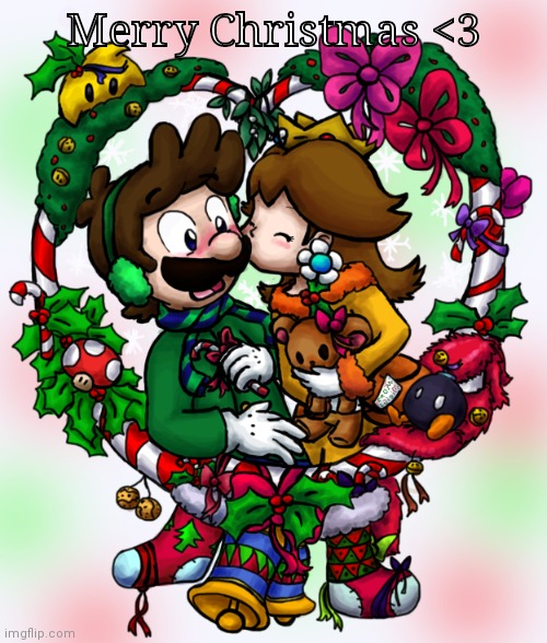 Some cute Luigi and Daisy Christmas art!!!! Merry Christmas :D | Merry Christmas <3 | made w/ Imgflip meme maker
