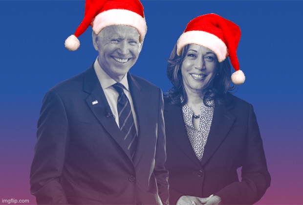 Biden Harris Santa hats Blank Meme Template