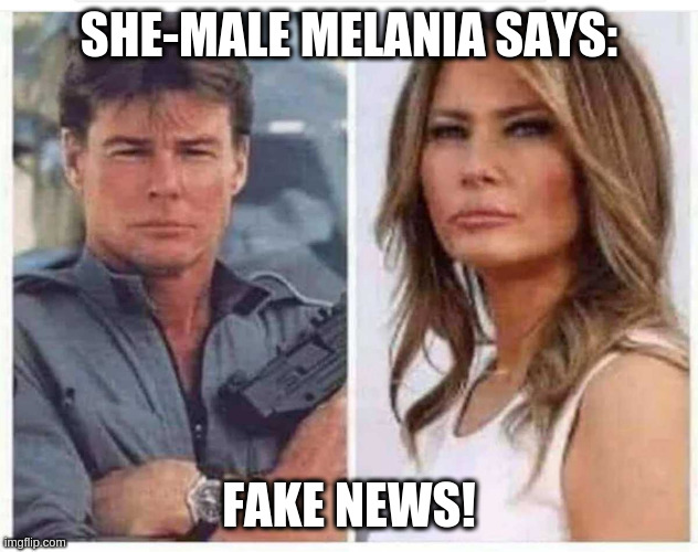 rumpto likes to diddle her doddle | SHE-MALE MELANIA SAYS:; FAKE NEWS! | image tagged in shemale,rumpt | made w/ Imgflip meme maker