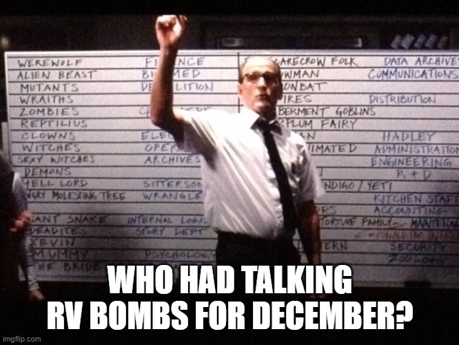 Still a week to go in 2020! | WHO HAD TALKING RV BOMBS FOR DECEMBER? | image tagged in who had x for y | made w/ Imgflip meme maker