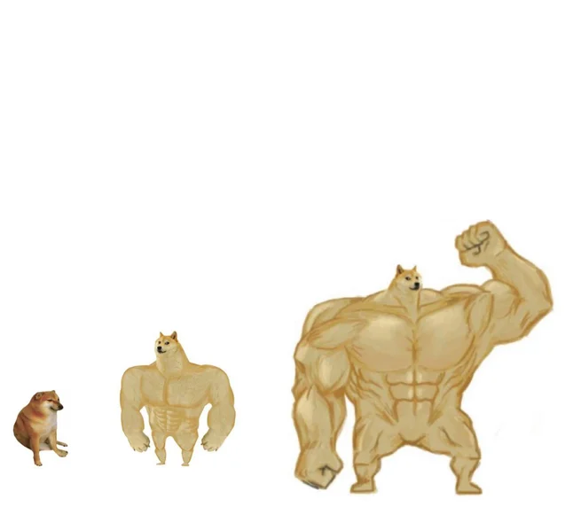 cheems, buff doge, ultra doge Blank Meme Template