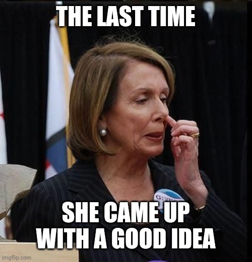 Nancy Pelosi | THE LAST TIME SHE CAME UP WITH A GOOD IDEA | image tagged in nancy pelosi | made w/ Imgflip meme maker