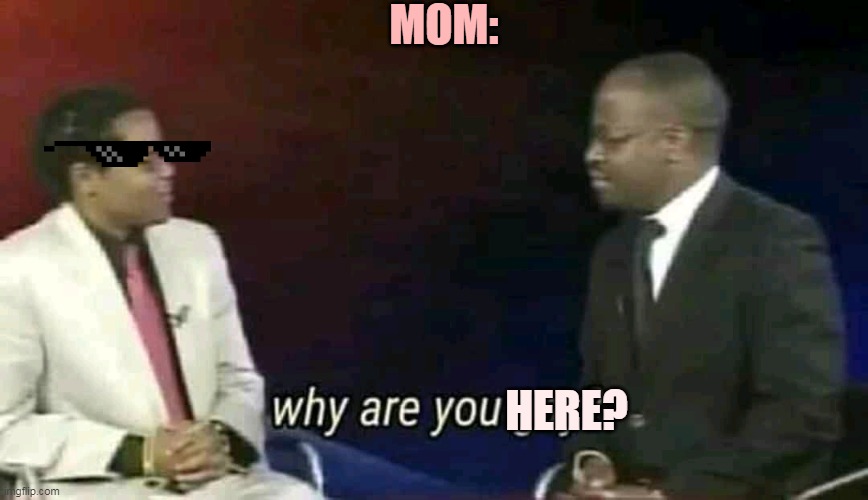 Why are you gay? | MOM: HERE? | image tagged in why are you gay | made w/ Imgflip meme maker
