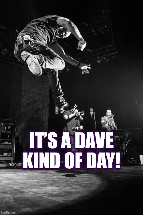 IT'S A DAVE KIND OF DAY! | IT’S A DAVE KIND OF DAY! | image tagged in dave,dave matthews,dave matthews band,dmb,jump,its a dave kind of day | made w/ Imgflip meme maker