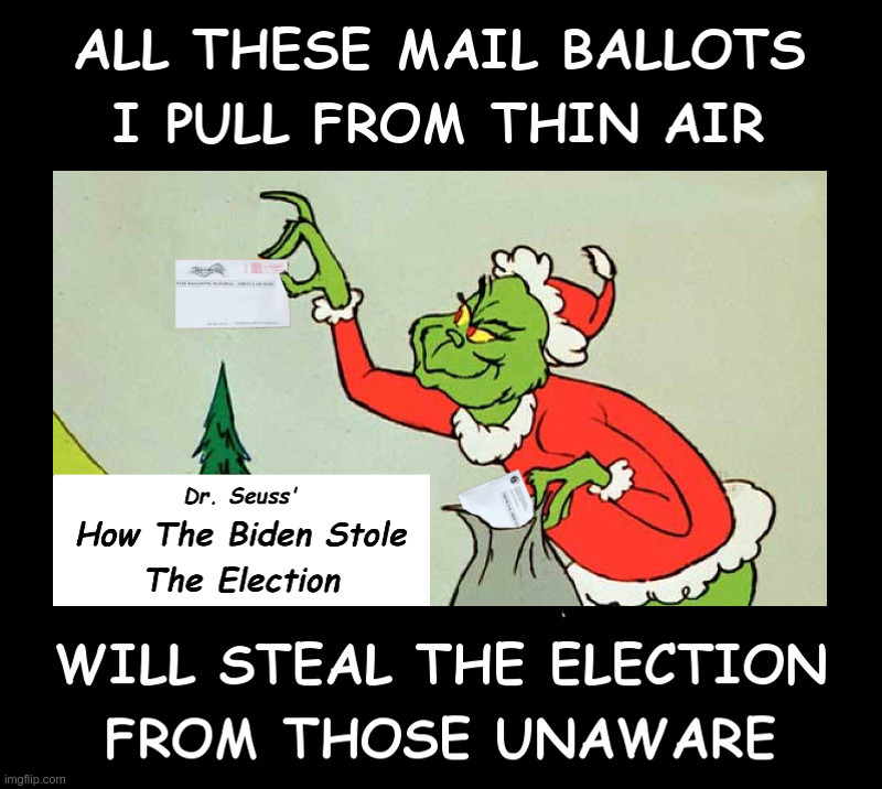 Dr. Seuss' How The Biden Stole The Election | image tagged in dr seuss,the grinch,joe biden,democrats,2020 elections,voter fraud | made w/ Imgflip meme maker