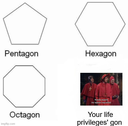 Pentagon Hexagon Octagon | Your life privileges' gon | image tagged in memes,pentagon hexagon octagon | made w/ Imgflip meme maker