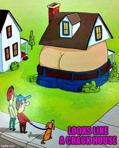 There goes the neighborhood... | LOOKS LIKE A CRACK HOUSE | image tagged in comics/cartoons,comics,funny | made w/ Imgflip meme maker