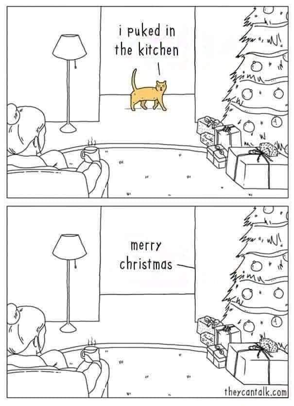 Cat puking on Christmas Blank Meme Template