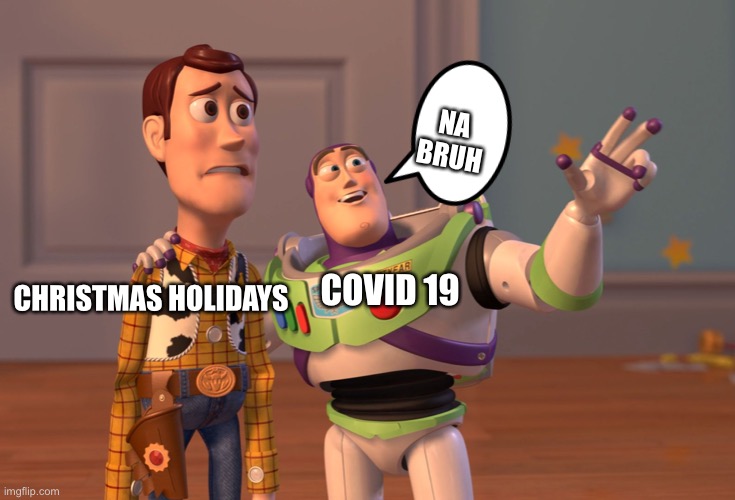 THAT IS SO TRUE | NA BRUH; COVID 19; CHRISTMAS HOLIDAYS | image tagged in memes,x x everywhere | made w/ Imgflip meme maker