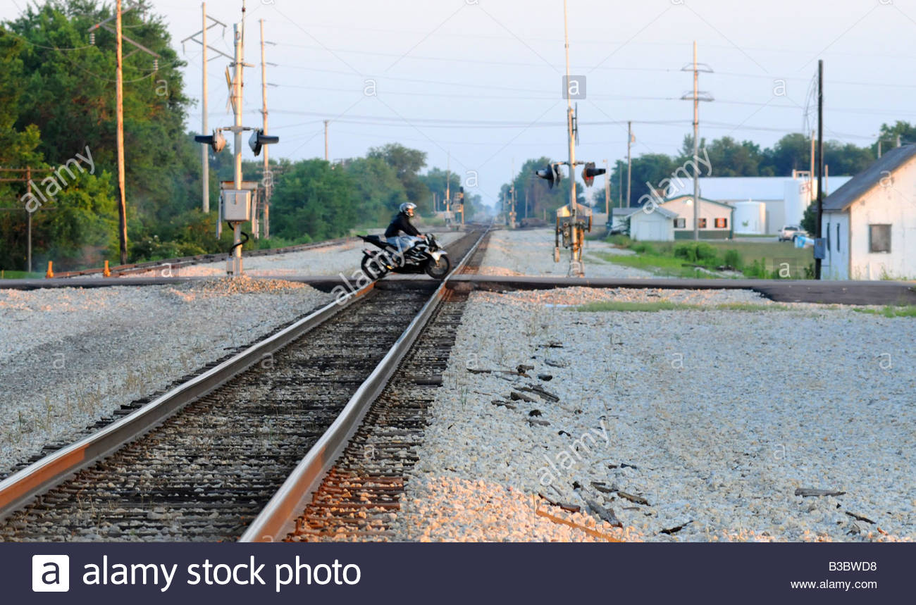 Motorcycle Crossing Train Tracks Blank Meme Template