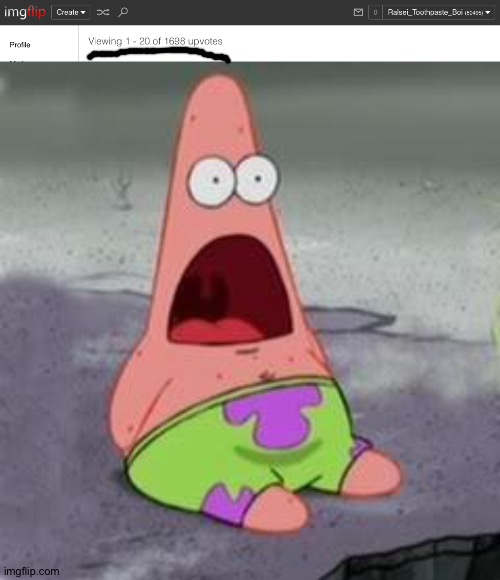 O_O | image tagged in suprised patrick,spongebob,upvotes,pages,upvote | made w/ Imgflip meme maker