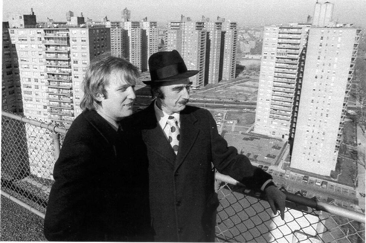 Fred and Donald Trump inspect their segregated housing Blank Meme Template