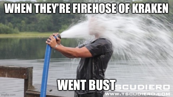 Firehose | WHEN THEY’RE FIREHOSE OF KRAKEN WENT BUST | image tagged in firehose | made w/ Imgflip meme maker
