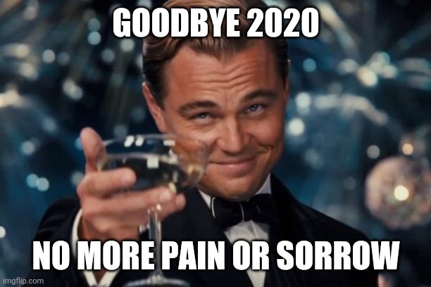 Goodbye 2020 | GOODBYE 2020; NO MORE PAIN OR SORROW | image tagged in memes,leonardo dicaprio cheers,newyear,2020,2020 sucks,goodbye | made w/ Imgflip meme maker