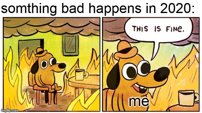 This Is Fine | somthing bad happens in 2020:; me | image tagged in memes,this is fine,2020,funny | made w/ Imgflip meme maker