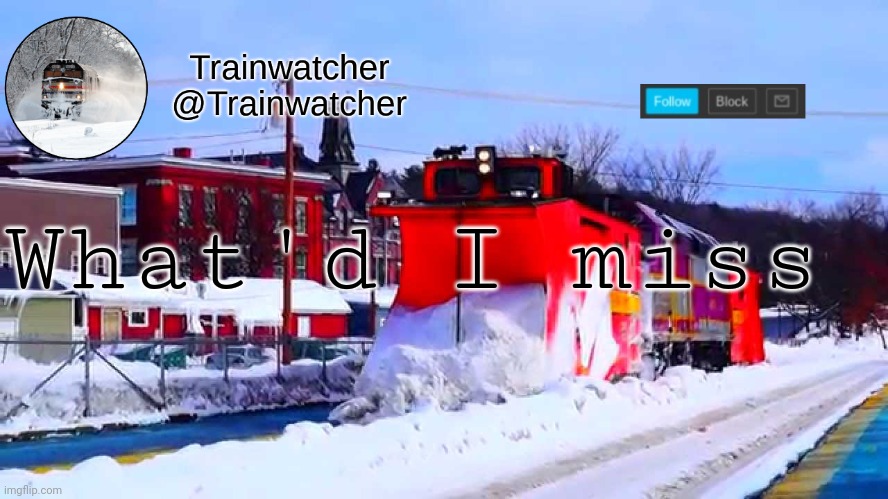 Trainwatcher Winter Temp | What'd I miss | image tagged in trainwatcher winter temp | made w/ Imgflip meme maker