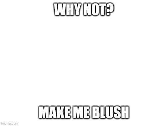 Blank White Template | WHY NOT? MAKE ME BLUSH | image tagged in blank white template | made w/ Imgflip meme maker