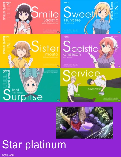 A | Star platinum | image tagged in blend s op | made w/ Imgflip meme maker