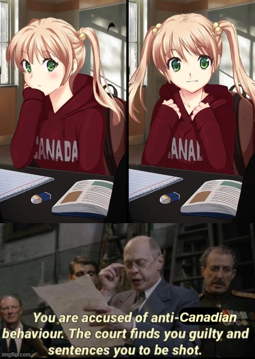 Don't make fun of Canada | Canadian | image tagged in you are accused of anti-soviet behavior,memes,canada,anime,hentai | made w/ Imgflip meme maker