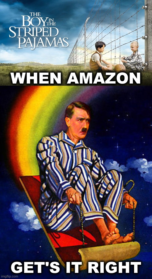 the ultimate plot twist | WHEN AMAZON; GET'S IT RIGHT | image tagged in hitler rainbow slide cropped,amazon,mistakes make you stronger,online shopping,triggered,holocaust | made w/ Imgflip meme maker
