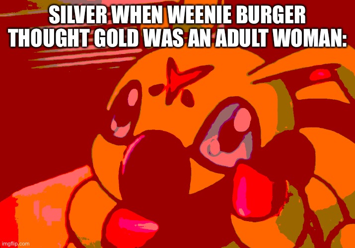 Keep in mind: Gold was 16 and is a male, idk where the image where that rp happened is though. | SILVER WHEN WEENIE BURGER THOUGHT GOLD WAS AN ADULT WOMAN: | made w/ Imgflip meme maker