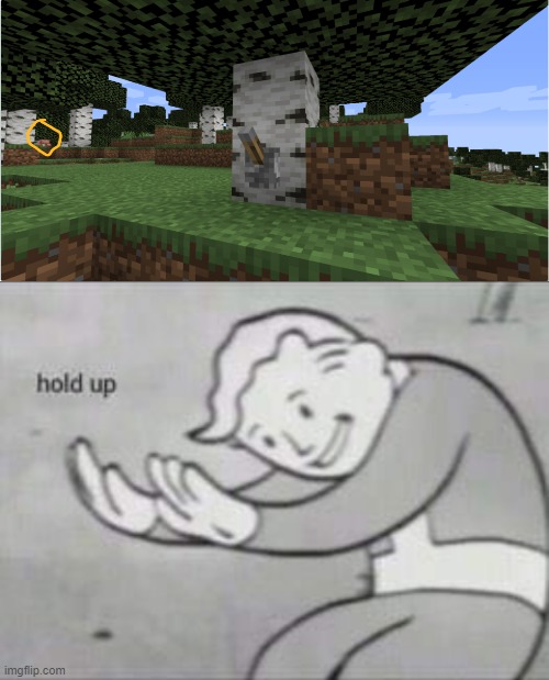 Minecraft Lever | image tagged in fallout hold up with space on the top | made w/ Imgflip meme maker