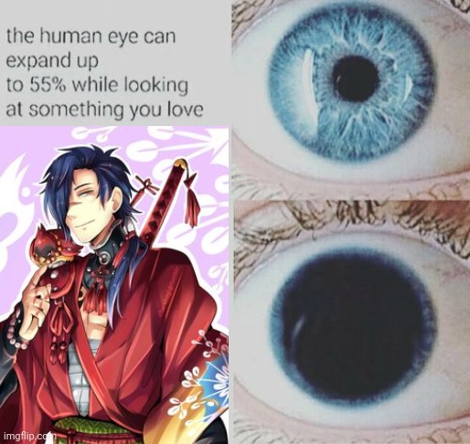 YwY | image tagged in eye pupil expand,dramatical murder,i'm not the gay cousin | made w/ Imgflip meme maker