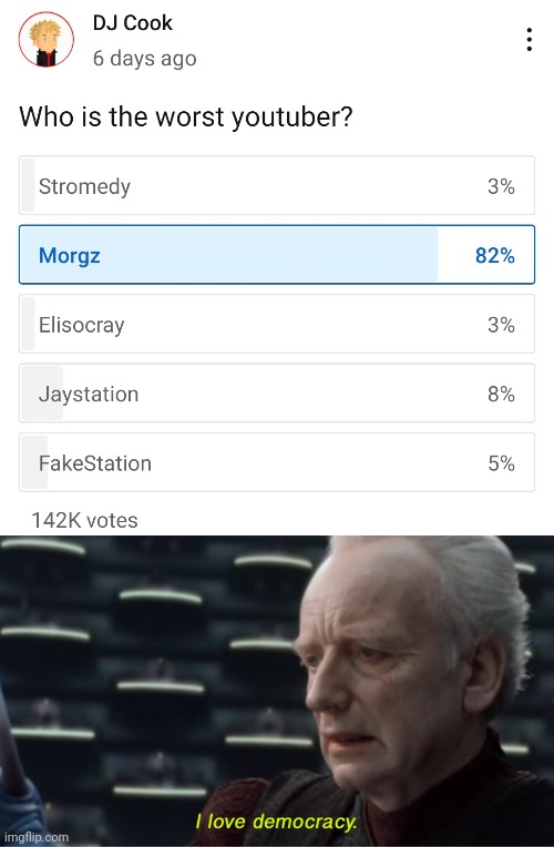God of Clickbaits | image tagged in i love democracy | made w/ Imgflip meme maker
