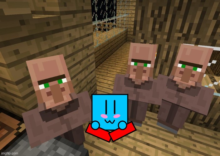 Baby Blocky (the baby pic was tooken in the village by his parents) | image tagged in minecraft villagers | made w/ Imgflip meme maker