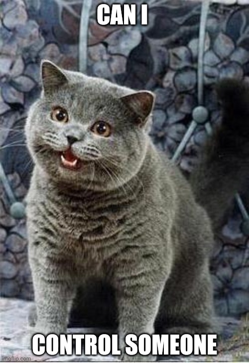 I can has cheezburger cat | CAN I; CONTROL SOMEONE | image tagged in i can has cheezburger cat | made w/ Imgflip meme maker