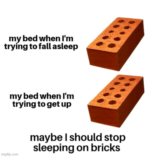 bricks | image tagged in memes,fun,brick,bricks,bed,bedtime | made w/ Imgflip meme maker