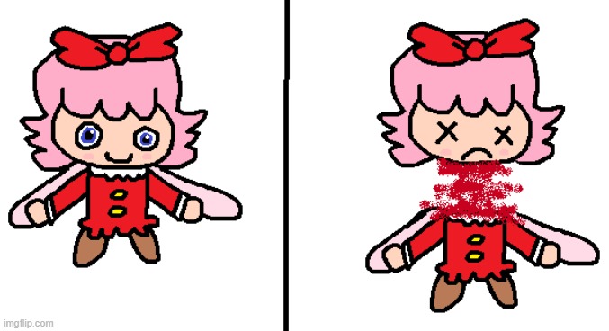 Decapitated Ribbon Again Because It's Good | image tagged in kirby,gore,blood,funny,cute,ribbon | made w/ Imgflip meme maker