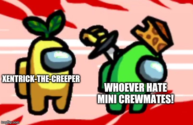 Whoever hates mini crewmates sus and are imposters | XENTRICK-THE-CREEPER WHOEVER HATE MINI CREWMATES! | image tagged in among us stab,among us,imposter,sus | made w/ Imgflip meme maker